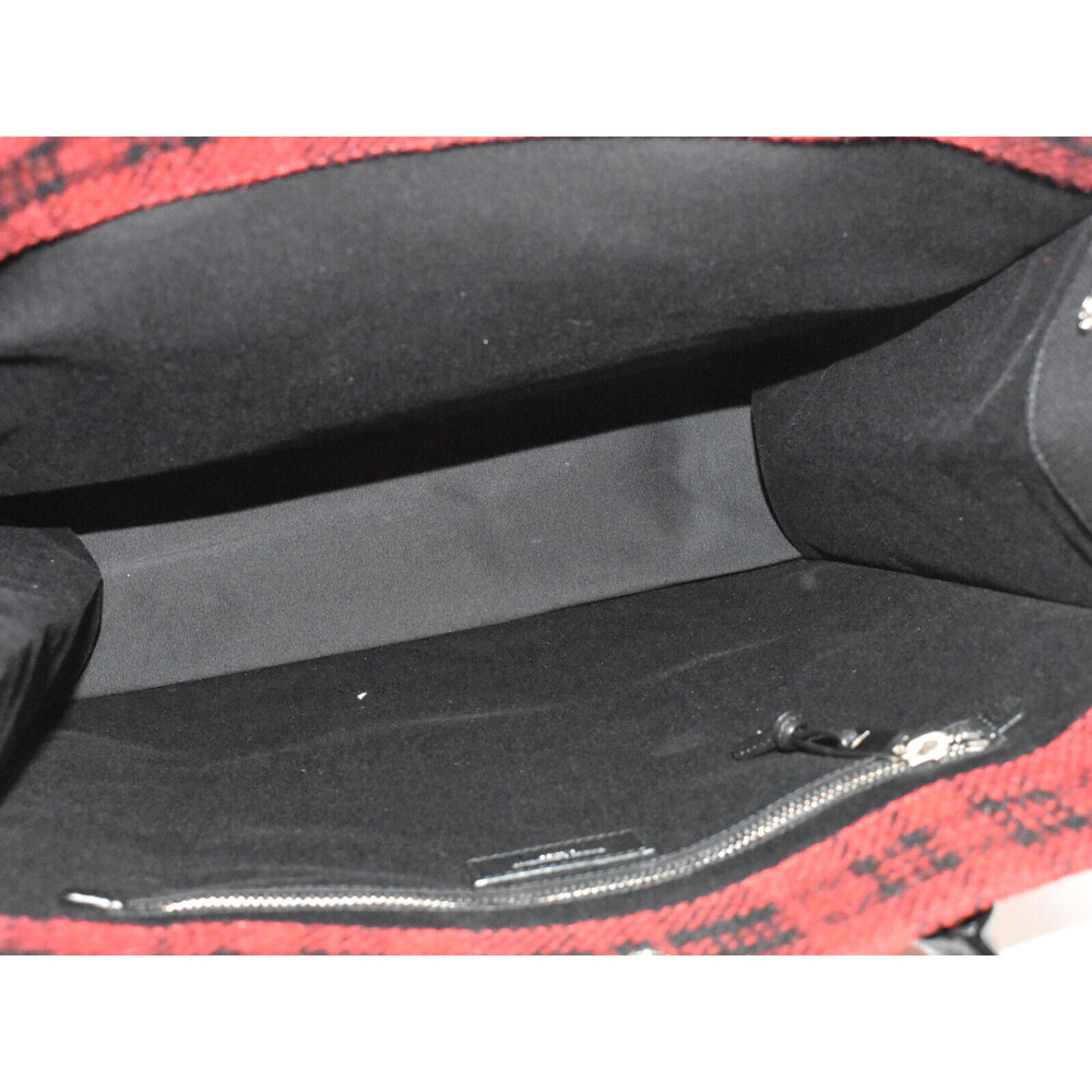 SAINT LAURENT Rive Gauche Red Black Tote Bag Check Fits - Picture 7 of 7